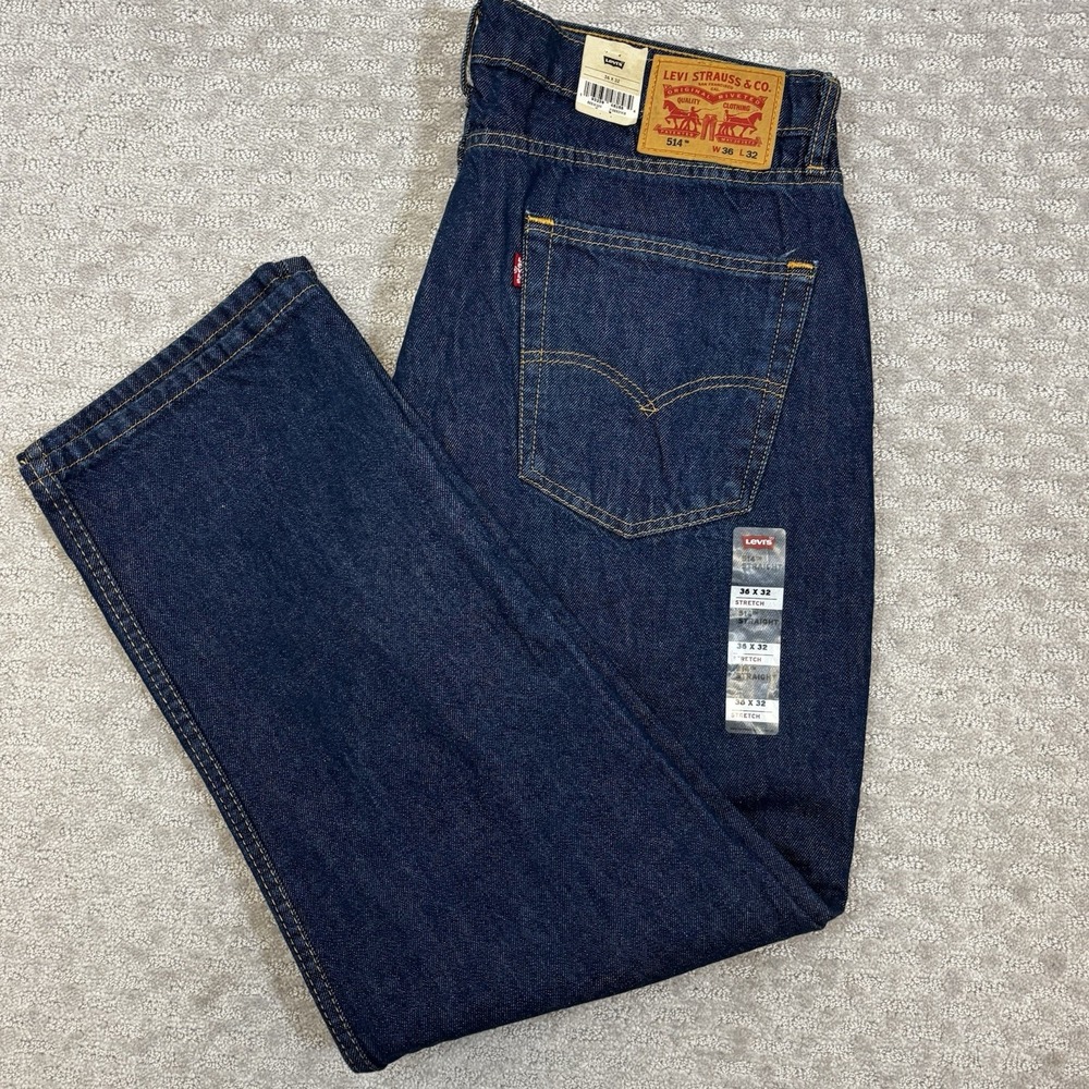 Levis‎ 514 Straight Fit Jeans  Jeans Color Dark Blue 00514-1325 Mens 36x32